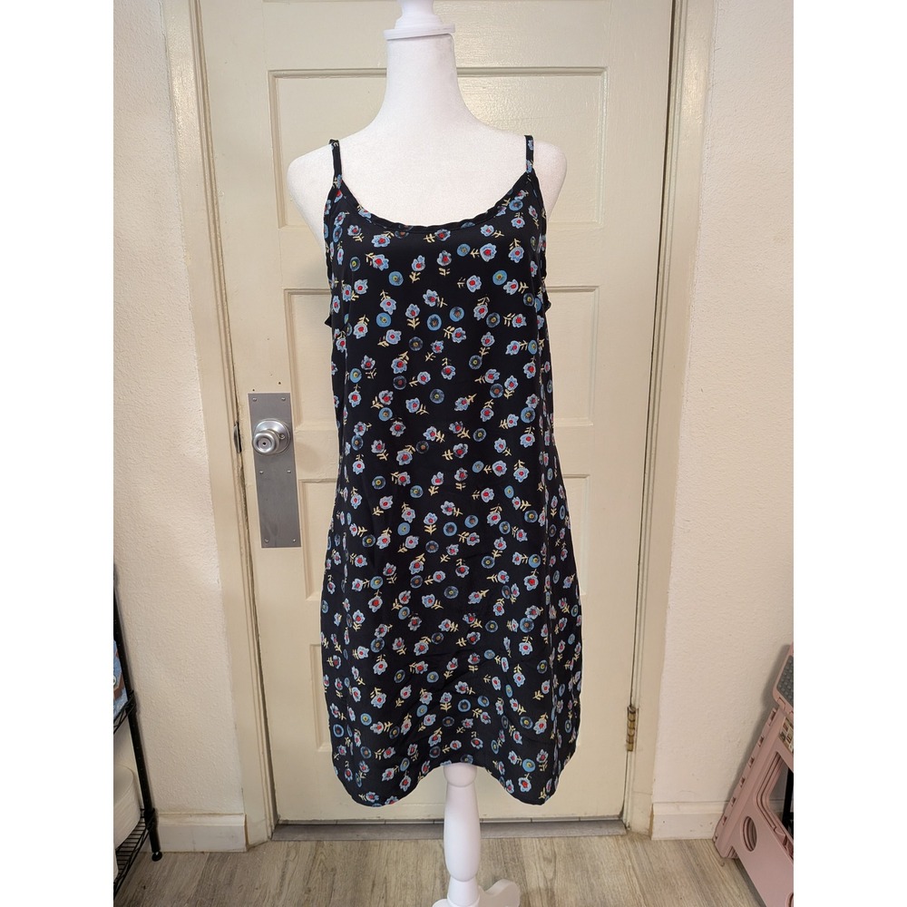Possessed Vintage 90s‎ Black Floral Slip Dress Mini Spaghetti Strap Medium USA